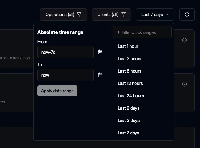 Shortcuts in date range picker
